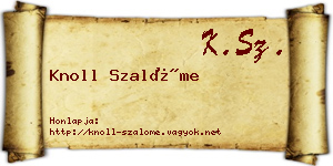 Knoll Szalóme névjegykártya